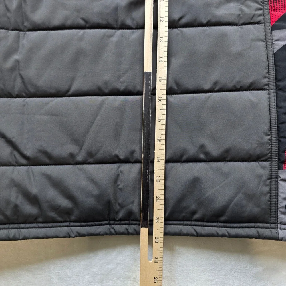 Under Armour Puffer Vest Kids Youth Large Grey‎ Red Polyester Quilted Loose Fit